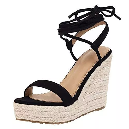 FOLOPOBO Sandalen & Slides FOLOPOBO Damen Mode Keilabsatz Kleid Sandalen Knöchelriemchen