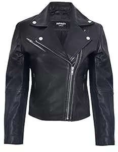 Infinity Leather Jacken Infinity Leather Damen Lederjacke Klassisch Motorradfahrer Style Schwarz Echtes