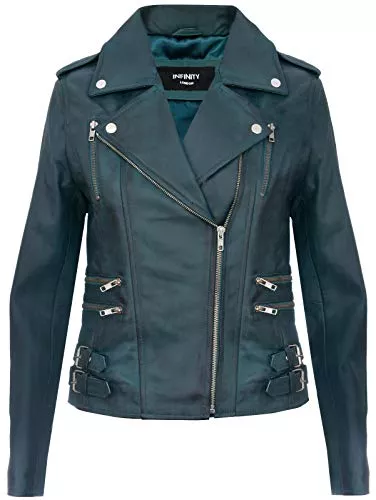 Infinity Leather Jacken Infinity Leather Damen Retro 100% Nappaleder Bikerjacke
