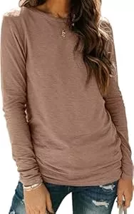 TrendiMax Langarmblusen TrendiMax Damen Langarmshirt Lässiges Basic T-Shirt Einfarbig Langarm Oberteile Tunkia Tops Casual Bluse Rundhals Tee Shirt