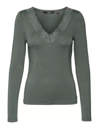 VERO MODA Langarmblusen VERO MODA Damen Vmrosa Ls V-Neck Lace Top Ga JRS Noos Langarmshirt