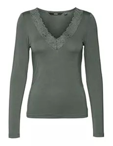 VERO MODA Langarmblusen VERO MODA Damen Vmrosa Ls V-Neck Lace Top Ga JRS Noos Langarmshirt