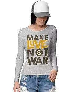 BLAK TEE Langarmshirts BLAK TEE Damen Make Love Not War Peace Slogan Graffiti Langarmshirt