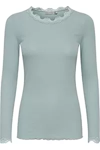 fransa Langarmshirts fransa FRHIZAMOND 2 Damen Longsleeve Langarmshirt Shirt Spitzendetails an den Ärmeln Saum Kragen Tight Fit mit Stretch