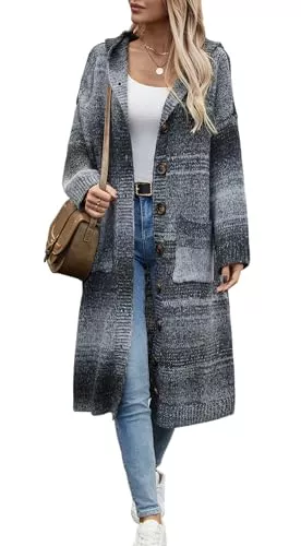 YUTILA Strickjacken YUTILA Dicke Lang Strickjacke Damen Winter Oversize Grobstrickjacke Strickcardigan Pullover mit Knöpfe und Taschen