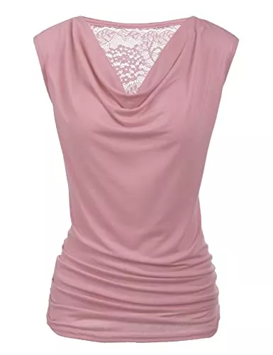Zeagoo Tops Zeagoo Elegante Oberteile Damen Falten Tops Ärmellos Shirt V-Ausschnitt Bluse Stretch Tunika S-XXL