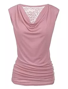 Zeagoo Tops Zeagoo Elegante Oberteile Damen Falten Tops Ärmellos Shirt V-Ausschnitt Bluse Stretch Tunika S-XXL