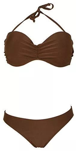 AvaMia Bademode AvaMia Damen Bikini Set vorgeformtes Bandeau-Bikinitop mit Bikinihose Low