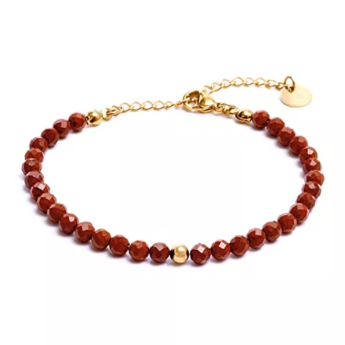 BERGERLIN Schmuck BERGERLIN Echtes Naturstein Perlenarmband mit 925 Sterling Silberperle oder vergoldeter Perle - Mit Verschluss und Echtheitszertifizierung