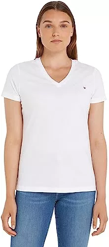 Tommy Hilfiger T-Shirts Tommy Hilfiger Damen Heritage V-Neck Tee Kurzarm Strickoberteile