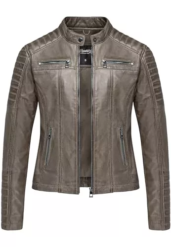 REPUBLIX Jacken REPUBLIX Damen Echtleder Jacke Biker Zipper Lederjacke RJ-8002