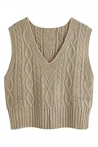 Tongmingyun Westen Pullunder Damen Ärmellos V-Ausschnitt Strickweste Pullover Elegant Strickpullover Strickpulli Casual Damen Herbst Winterpullover Sweater Vest