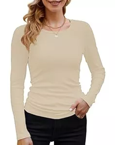 DUOEASE Langarmshirts DUOEASE Langarmshirt Damen Rundhal Pullover Elegant Langarm Oberteile Rippshirt Tshirts Basic Tops