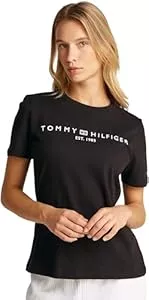 Tommy Hilfiger T-Shirts Tommy Hilfiger Damen T-Shirt Kurzarm Logo Rundhalsausschnitt