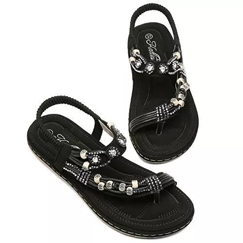 katliu Sandalen & Slides katliu Bequeme Zehentrenner Sandalen, mit Strass und Fußbett 21189-05