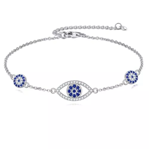 POPLYKE Schmuck POPLYKE Paw Print/Moos Achat/Kreuz Armband Sterling Silber Verstellbare Armband für Damen Schmuck für Mama