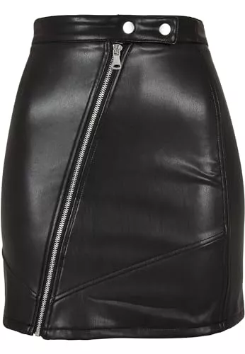 Urban Classics Röcke Urban Classics Ladies Synthetic Leather Biker Skirt, Frauen Rock im Kunstleder-Look, erhältlich in schwarz, Größen XS-5XL