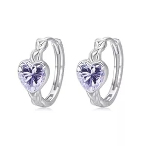 MEDWISE Schmuck Creolen Mädchen 925 Sterling Silber Kleine Creolen Herz Huggie Ohrringe Herz Ohrringe Hypoallergen Ohrring Geschenk für Damen Frauen Kinder Mädchen Geburtstags Geschenke