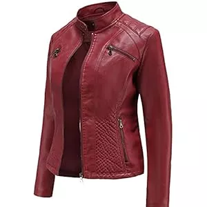 SHADIOA Jacken SHADIOA 2021 Lederjacke Damen Reißverschlüsse Frühling Herbst Damen PU Lederjacke Schlank Motor Biker Mantel Weibliche Übergroße