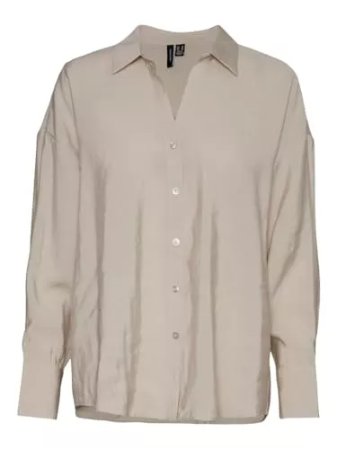 VERO MODA Langarmblusen VERO MODA Damen Vmqueeny Ls Oversize Shirt WVN Ga Noos Langarmshirt