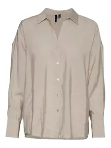 VERO MODA Langarmblusen VERO MODA Damen Vmqueeny Ls Oversize Shirt WVN Ga Noos Langarmshirt