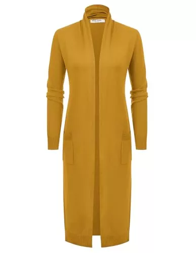 GRACE KARIN Strickjacken GRACE KARIN Damen Strickjacke Offene Langarm Knitwear Casual Maxi Lang Cardigan Sweater CLE02380