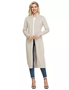 GRACE KARIN Strickjacken GRACE KARIN Damen Strickjacke Offene Langarm Knitwear Casual Maxi Lang Cardigan Sweater CLE02380