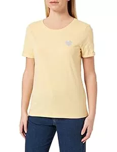 ONLY T-Shirts ONLY Damen Einfarbiges T-Shirt mit Brand Herz Basic Kurzarm Rundhals Top Shortsleeve Oberteil ONLKITA