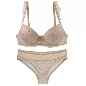 Swbreety Unterwäsche & Dessous Swbreety Damen-Dessous-Set mit Spitzen-BH und Höschen, Push-Up-Blumendruck, Dessous-Set, Bügel-BHs