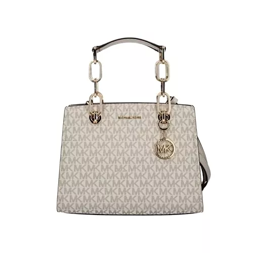 Michael Kors Taschen & Rucksäcke Michael Kors Satchel Cynthia kleine Tasche mit Logos und goldener Kette, Farbe: Vanille, vanille, Small
