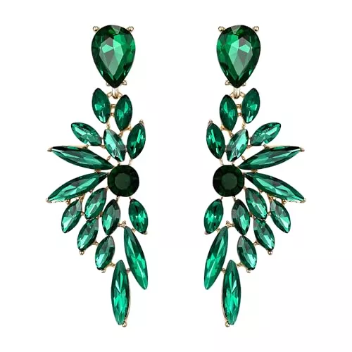 Clearine Schmuck Clearine Ohrringe Hochzeit Braut Kristall Teardrop Marquise Cluster Bling Hängend Ohrstecker für Damen