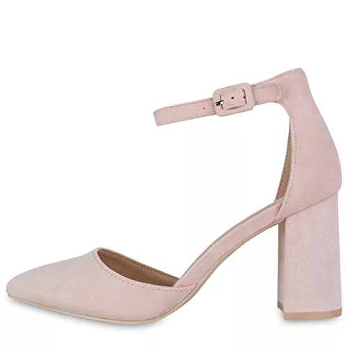 Giralin High Heels Giralin Damen Spitze Pumps Chunky High Heels Wildleder-Optik Metallic