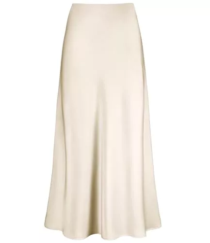 Outoshe Röcke Outoshe Damen-Maxirock aus Satin, hohe Taille, versteckter elastischer Bund, A-Linie, langer Rock