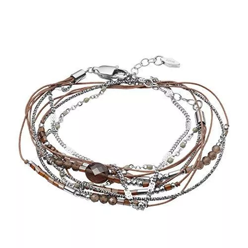 Fossil Schmuck Fossil Damen Armband mehrreihig Hämatit Rauchquarz, JF03536040