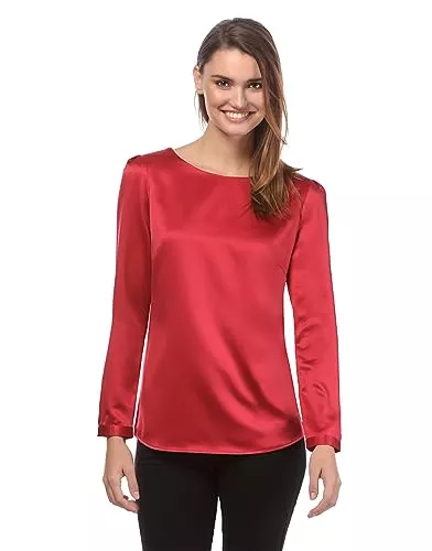 Vincenzo Boretti Langarmblusen Vincenzo Boretti Bluse, leicht tailliert, Rundhals