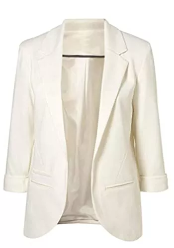 Minetom Blazer Minetom Damen Elegant Langarm Blazer Sakko Knopf Slim Fit Revers Geschäft Business Büro Jacke Reißverschluss Mantel Anzüge Bolero