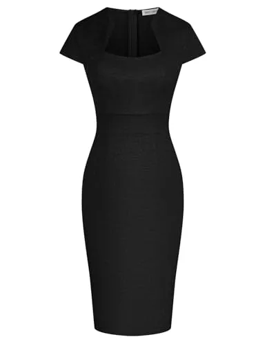 GRACE KARIN Business Grace Karin Women's Gorgeous Pencil Dress Cap Sleeve Tweed Pencil Dress for Work