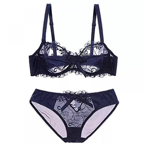 LJLLINGB Unterwäsche & Dessous LJLLINGB Mode Stickerei Dessous Set Frauen Unterwäsche Set Sexy Schwarz Transparent BH Und Höschen Sets Spitze