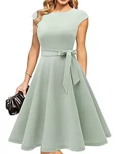 DRESSTELLS Cocktail DRESSTELLS Cocktailkleid Damen Elegant 1950er Knielang Rockabilly Hochzeitkleid Vintage A-Line Swing Festlich Midilang Sommer Kleid