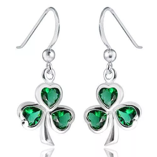 MATERIA by Matthias Wagner Schmuck MATERIA Kleeblatt Ohrhänger Zirkonia grün - 925 Silber Ohrringe Glücksbringer/Glück mit Box #SO-210