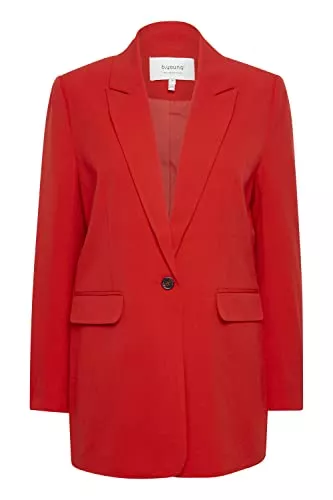 b.young Blazer b.young BYDANTA Damen Blazer Longblazer Jacke mit Reverskragen und Knopf Regular Fit mit Stretch Langer Schnitt