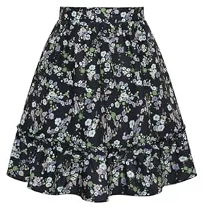 Belle Poque Röcke Belle Poque Damen Blumen Rock Vintage Hohe Taille mit Rüschen A-Linie Mini Rock