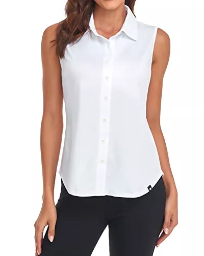 Soneven Ärmellose Blusen Soneven Bluse Damen Elegant Sport Tank Top mit Kragen Damen Ärmellos Poloshirt Golf Polo Sommer Oberteil Atmungsaktiv T-Shirt