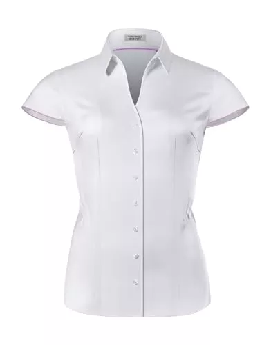 Vincenzo Boretti Hemdblusen Vincenzo Boretti Bluse, modern-fit/leicht tailliert, Hemdkragen, Kurzarm - bügelleicht