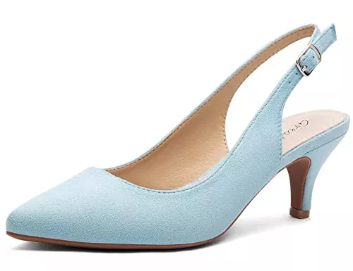 Greatonu High Heels Greatonu Damen Pumps Slingback Spitzenschuhe mit Kitten Heel – Perfekt für Büro, Hochzeiten und Partys