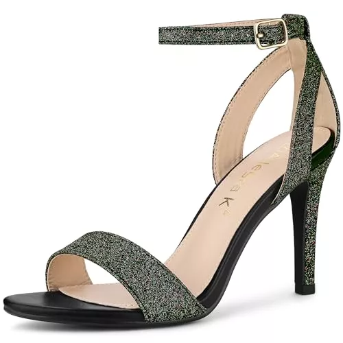 Allegra K High Heels Allegra K Damen Glitzer Knöchelriemen Stiletto High Heel Sandalen