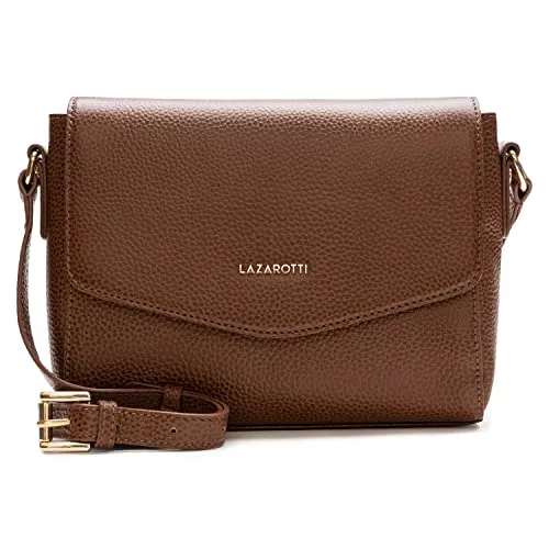Lazarotti Taschen & Rucksäcke Lazarotti Bologna Leder Umhängetasche Damen | verstellbarer Schultergurt | mittelgroße Crossbody Bag | Schultertasche 22 cm