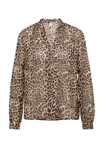 QS Langarmblusen QS Leicht transparente Chiffonbluse mit All-Over-Print