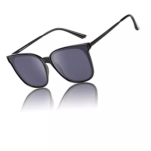 DUCO Sonnenbrillen & Zubehör DUCO Sonnenbrille für Damen Polarisiert Sonnenbrille mit UV400 Schutz Vintage Klassisch Runde Metall Rahmen Leichtgewicht Übergroß Sonnenbrillen W016