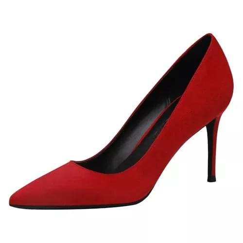 Jamron High Heels Jamron Damen Samt 5CM/8CM High Heels Elegant Spitze Zehen Pumps Büro Arbeitsschuhe